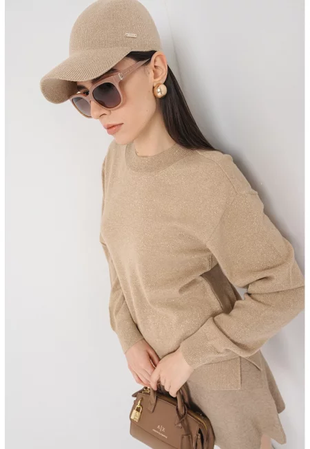 Пуловер с вълна с бляскави елементи