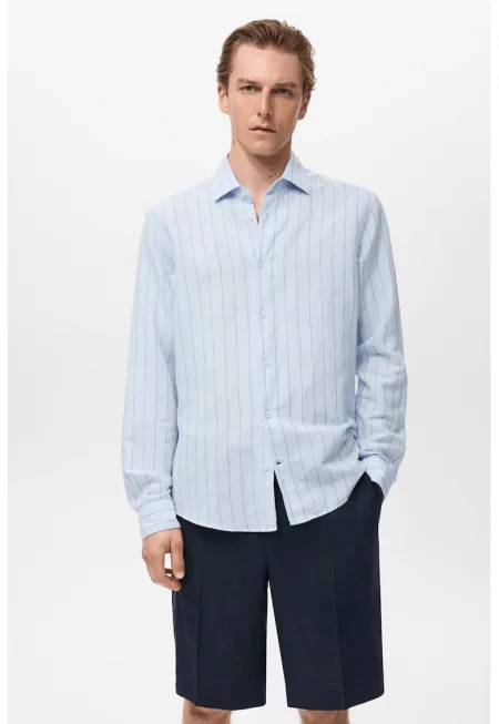 Раирана риза от лен и памук