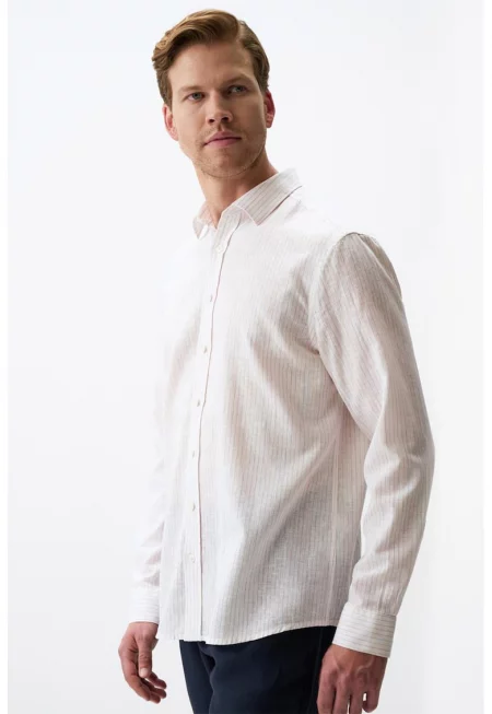 Раирана риза с лен - Многоцветен