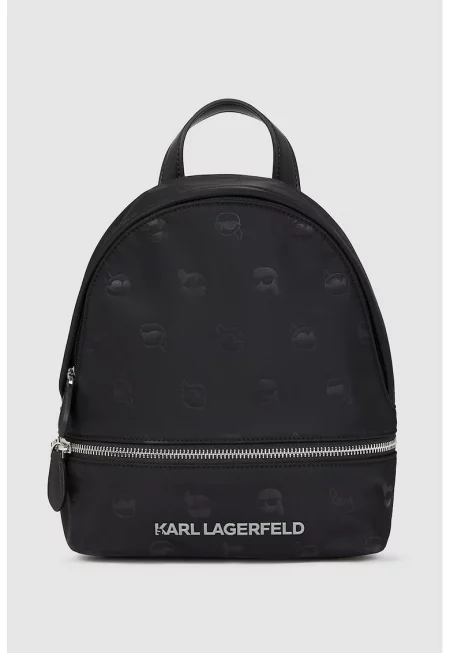 Раница с монограм и цип - Черен