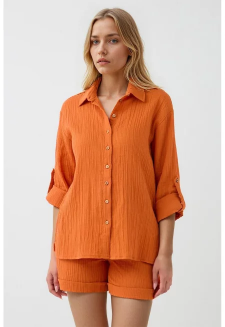 Риза с памук с релеф