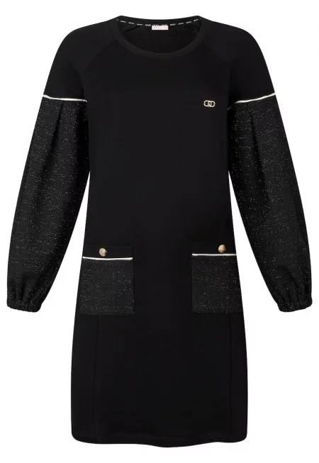 Рокля-суитшърт с ръкави реглан - Черен