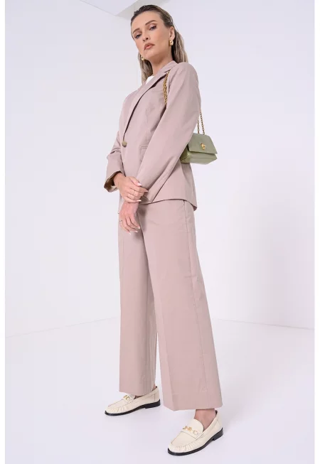 Сако с лиосел и джобове с капаче - Светло бежово