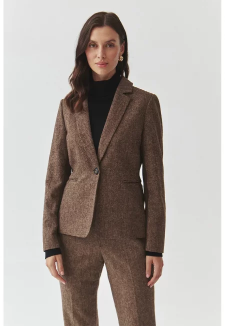 Сако с плетен гръб - Кафяв