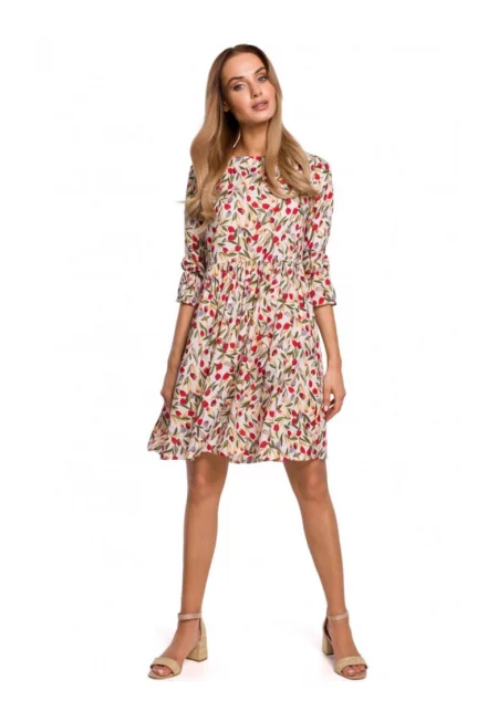 Short Dress With Ruffles - Многоцветен
