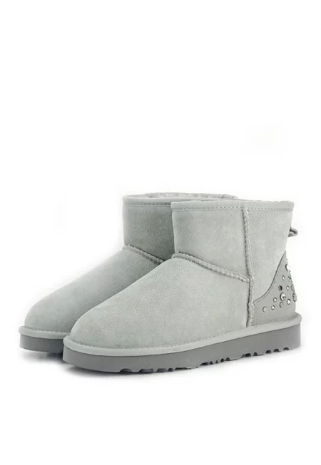 Сиви боти от естествена кожа Бела 116 9641