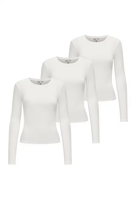 Слим блузи - 3 броя - Слонова кост