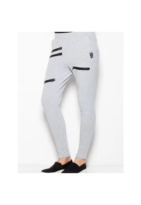 Спортен панталон  втален - ниска талия - сив - 95% памук 5% еластан -