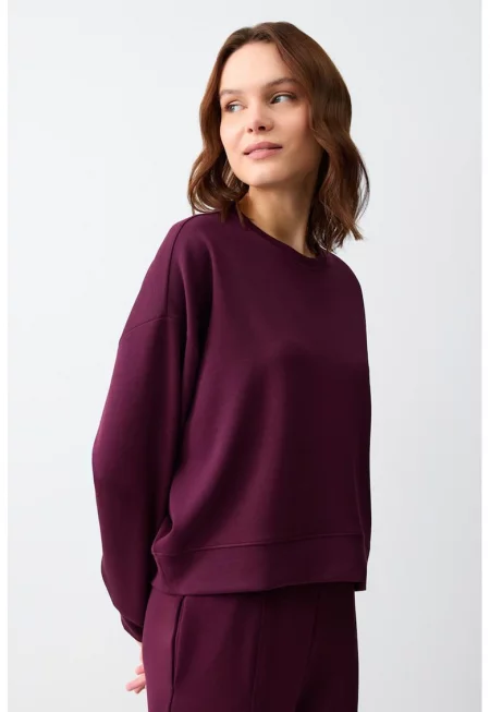 Суитшърт с модал и паднали ръкави - Лавандула