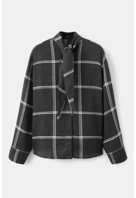 Свободна риза на каре - Избеляло черно/Мръснобял