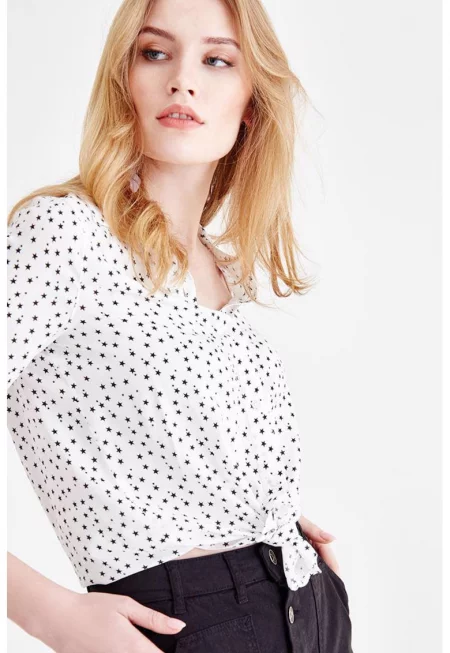 Свободна риза с десен и 3/4 ръкави