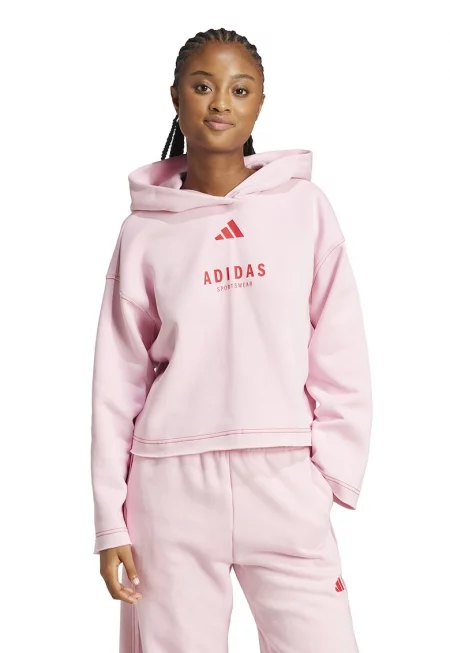 Свободно худи с лого - Бледо розово