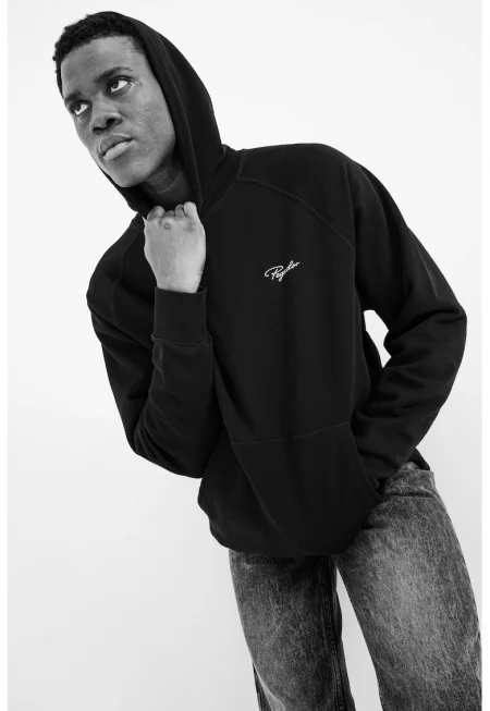 Свободно худи с памук - Черен