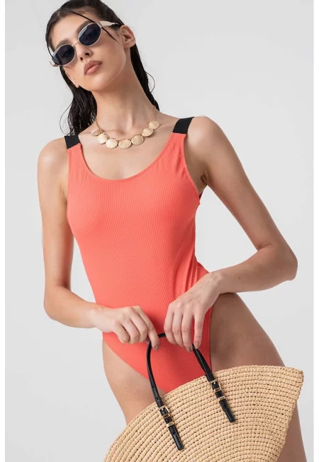 Цял бански с лого - Корал