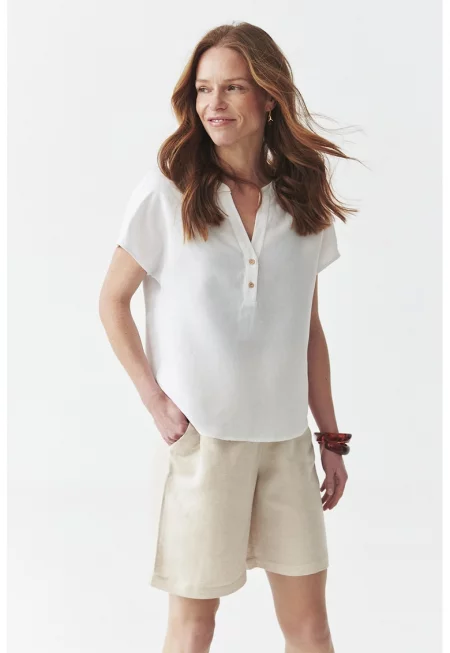 Туника с лен - Бял