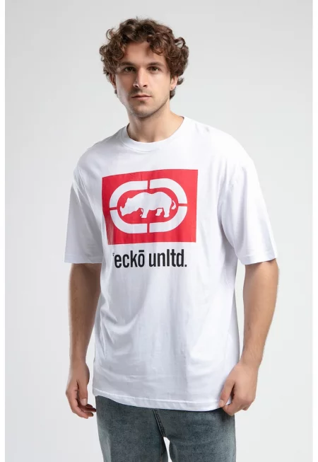 Уголемена тениска Ithaca с лого - Червен/Черен/Бял