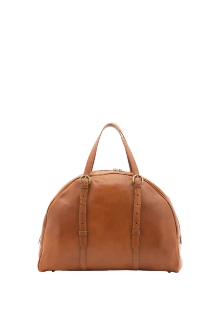 Унисекс пътна шопинг чанта от кожа - 35 л - Карамел