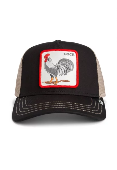 Унисекс шапка с бродерия - Черен/Бежов/Аленочервен