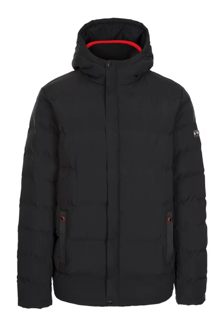 Ватирано зимно яке Habbton с джобове и качулка - Черен/Тъмносин