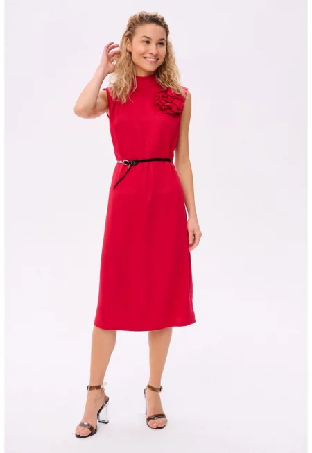 Вискозна рокля с 3D флорална апликация Rosali