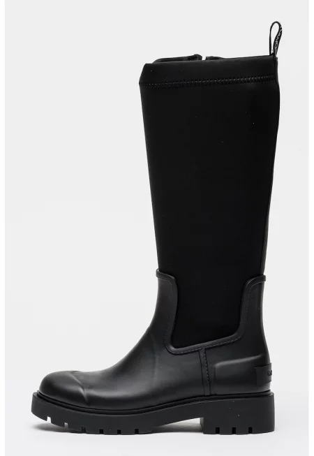 Високи ботуши с масивен ток - Черен