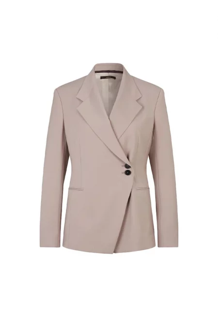 Вталено сако с асиметрично закопчаване с един ред копчета - Бежов