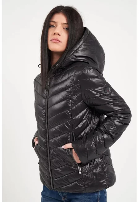 Яке с цип и качулка - Черен