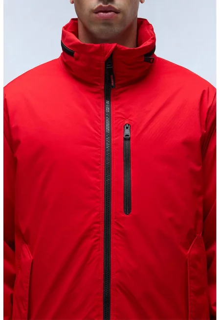 Зимно яке с отделяща се качулка - Червен
