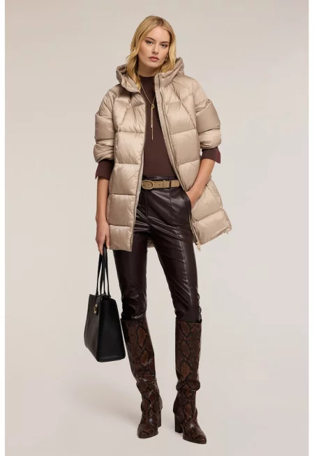 Зимно яке с пухена вата и качулка - Бежов