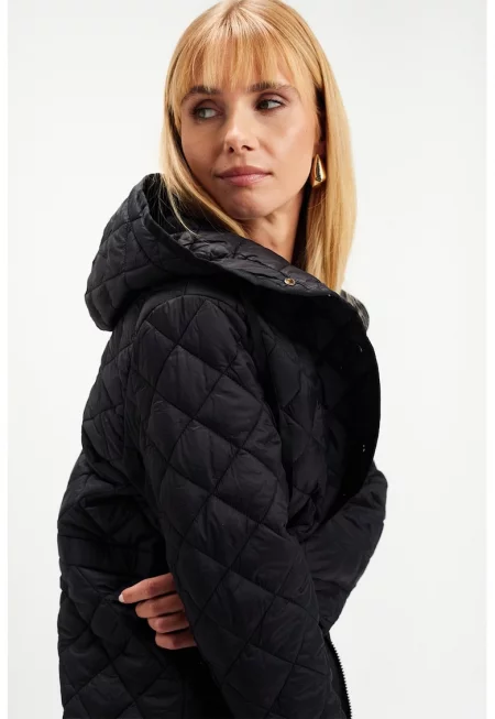 Зимно яке с регулируема талия - Черен