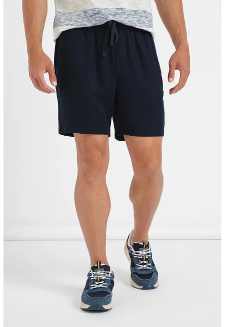 Бермуди с лен - Тъмносин