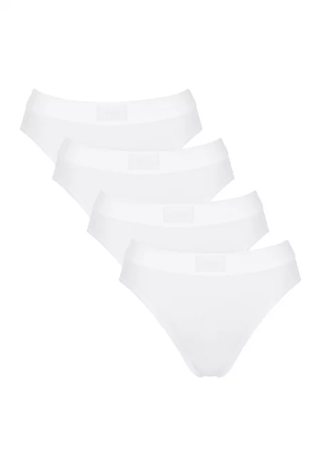 Бикини с еластична талия - 4 чифта - Бял