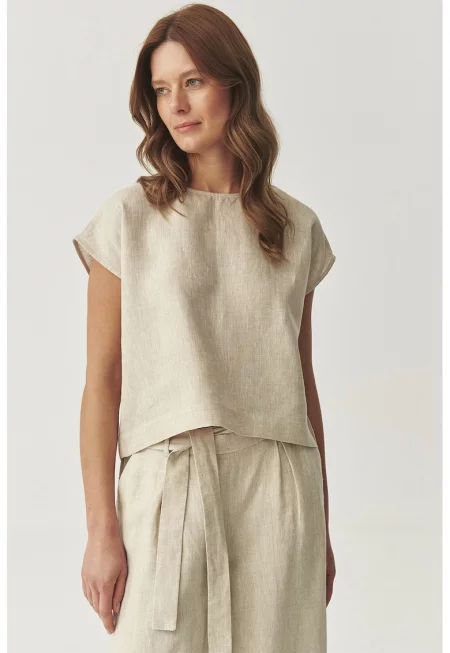 Блуза с къси ръкави - Бежов