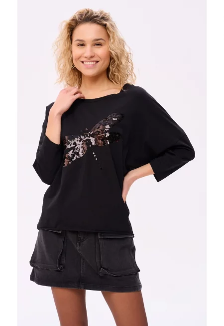 Блуза с три четвърти ръкави и пайети Sayon