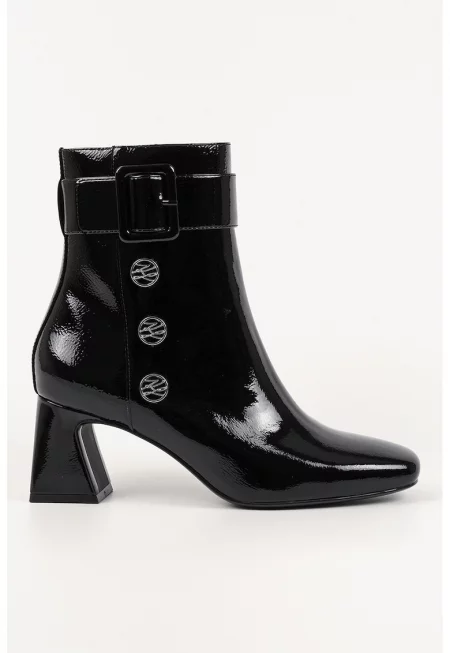 Ботинки с лого и масивен ток - Черен