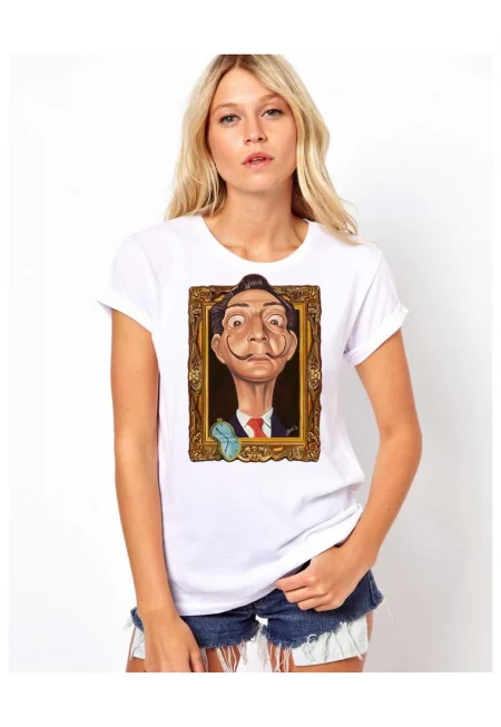 Бяла дамска тениска - Dali - Frame
