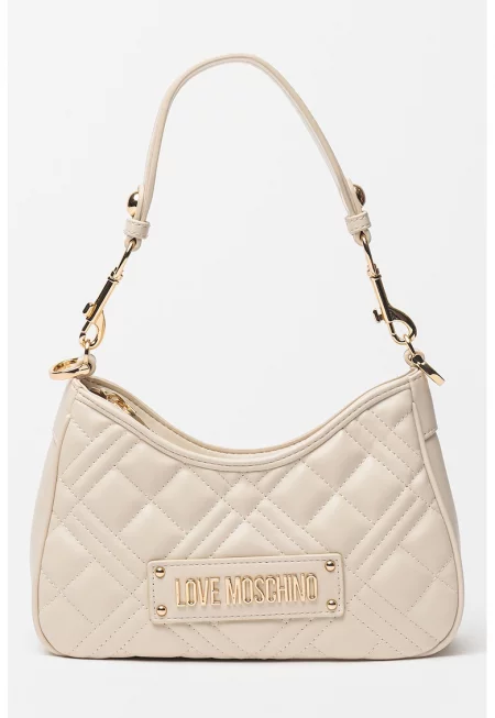 Чанта от еко кожа с лого - Слонова кост