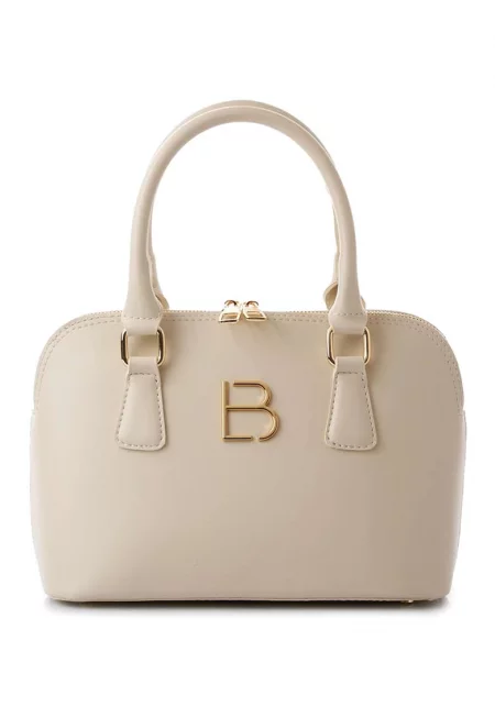 Чанта през рамо от еко кожа с метален монограм