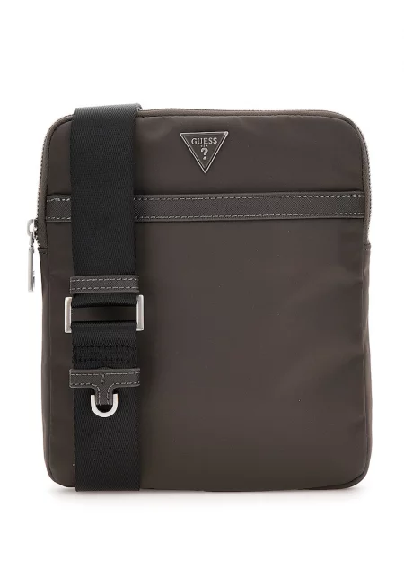 Чанта през рамо с лого - Тъмнокафяв