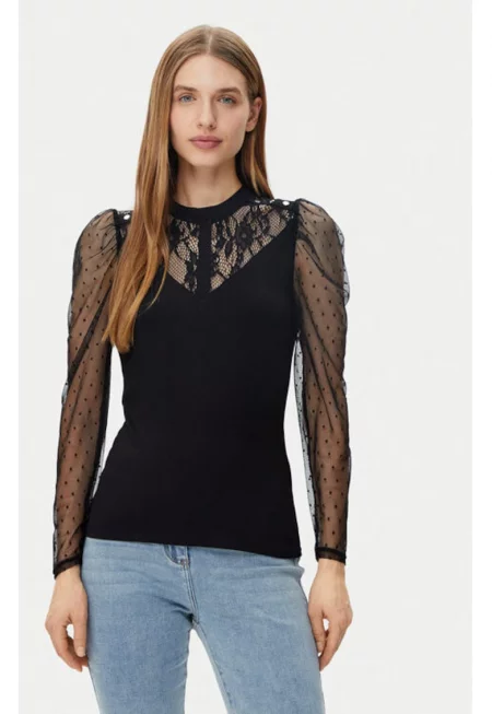 Дамска блуза -  305253644 - Вискоза/Полиамид - Черна