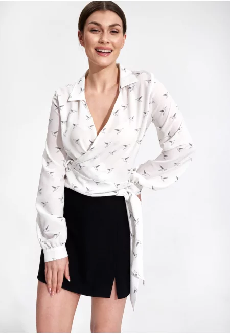 Дамска риза -  Полиестер/Еластан/Вискоза - Бяла -