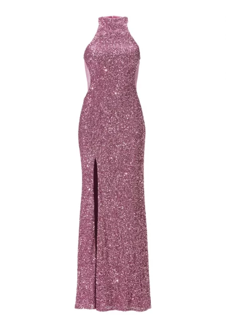 Дамска рокля  5AJ006HK - Полиестер/Еластан - Розов