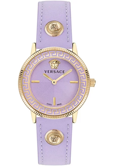 Дамски часовник -  Неръждаема стомана/Кожа - Лилав/Златист