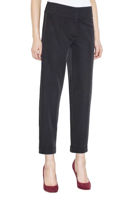 Дамски панталон  M438 - елегантен - черен - изработен от полиестер и еластан - модерна кройка -