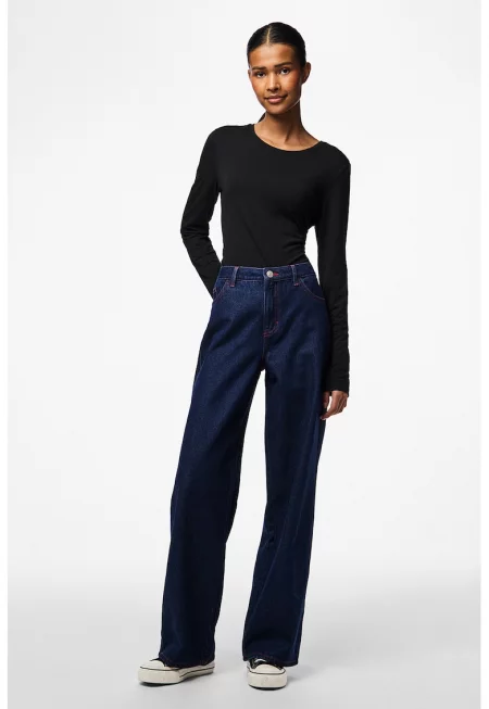 Дънки с висока талия - Индигово синьо