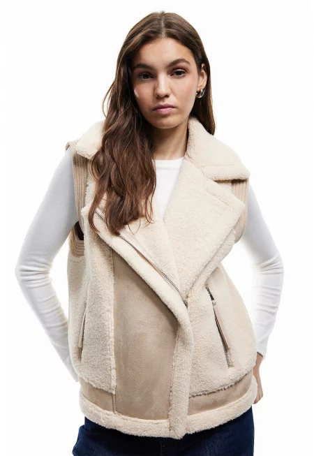 Елек от еко кожа с еко пух