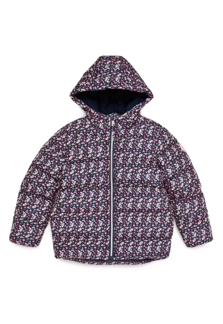 Флорално зимно яке с вата и качулка