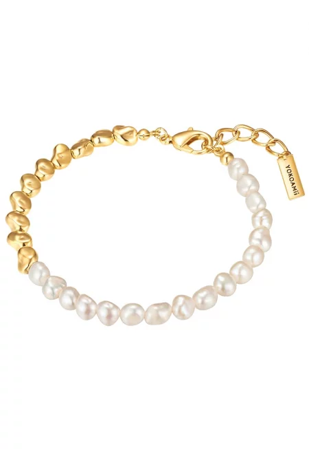 Гривна с 14K злато и перли - Златист