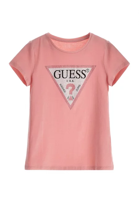 Guess - Тениска с лого и декоративни камъни