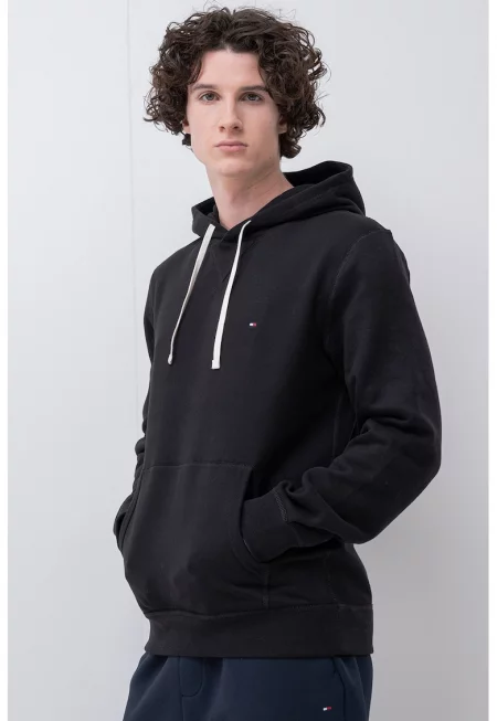 Худи с джоб кенгуру - Черен